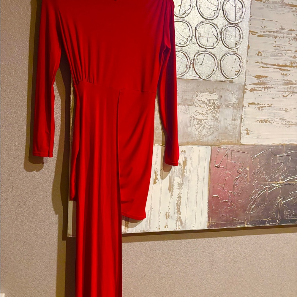 Red mini dress.
